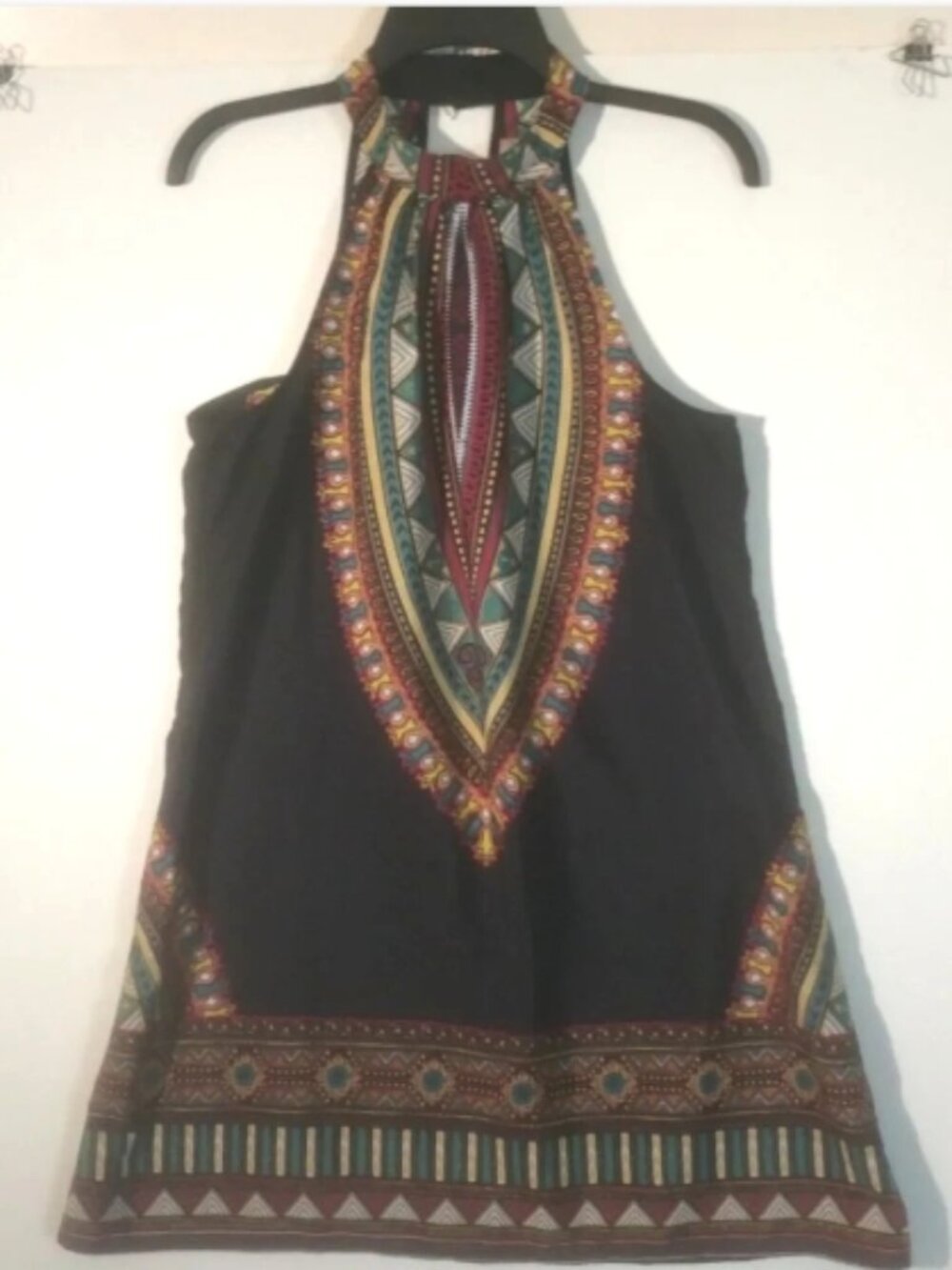 Band of Gypsies Neck Collar Choker Black Bohemian Sleeveless Tunic Dress Tank